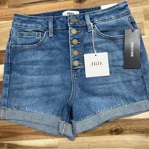 Just Black Denim Cuffed Shorts - Button Closure - Size M - NWT